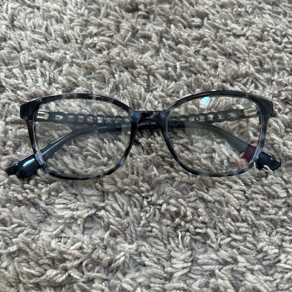 Guess GU2661-S Grey Tortoise Eyeglasses Silver Chain Crystal G Logo 53-17-145